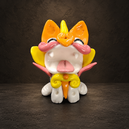 Wamao Guardian Cat Figurine, Colorful Glossy Ceramic Home Decor — full product view on a dark studio background
