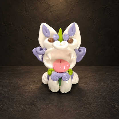 Ceramic Cat Figurine, Chinese Wamao Guardian, Colorful Yunnan Folk Art Decor — full product view on a dark studio background