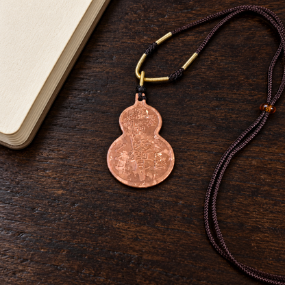 Bantong copper Fulu gourd pendant — Journal desk scene