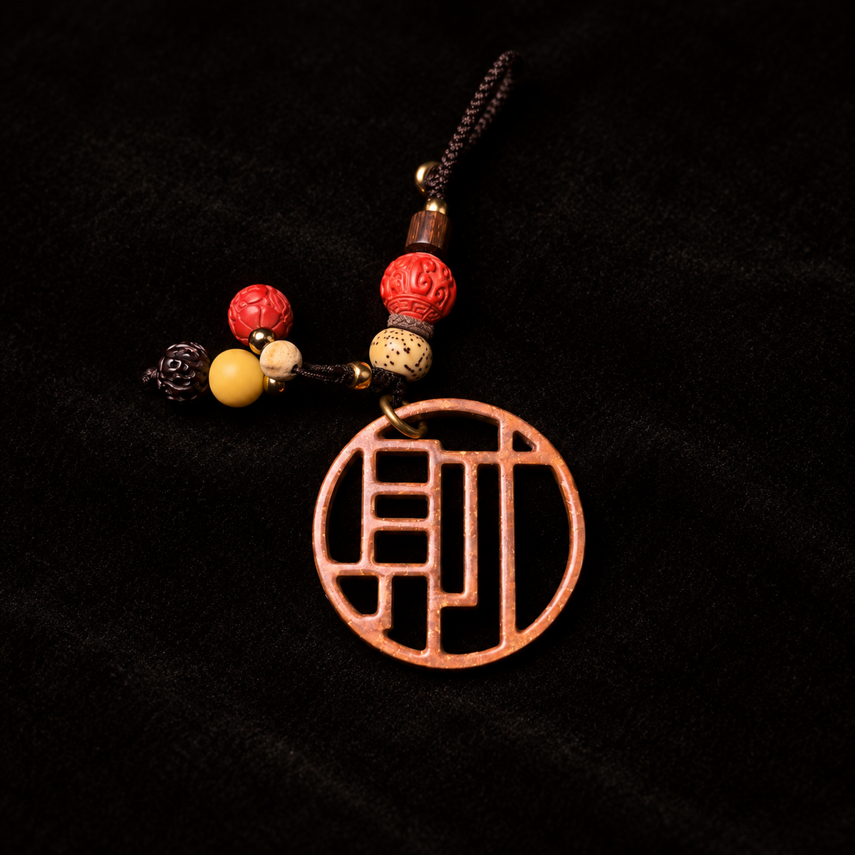 Bantong copper Cai bag charm — Front view