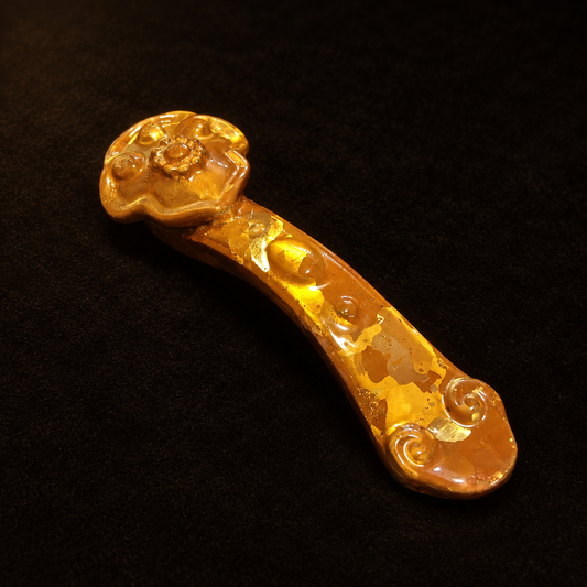 Chinese Ruyi ornament, original Bantong finish on a dark velvet background