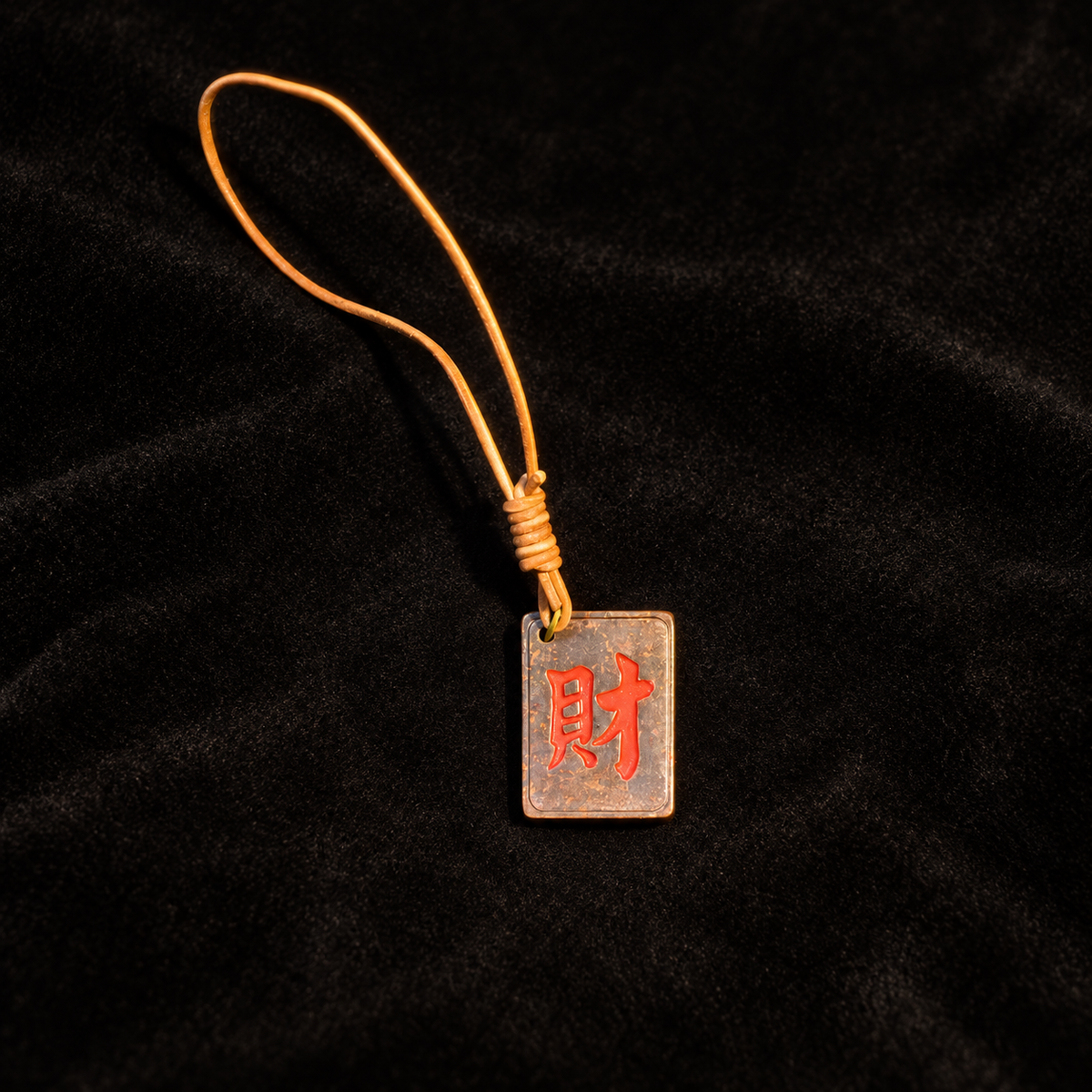 Bantong copper Cai hanging ornament — Cinnabar Red front